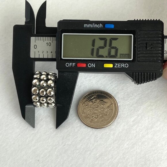 Sterling Silver 925 Mexico Chunky Dots Bubble Bead Ball Wide Band Ring Sz 5.75 - Picture 13 of 15